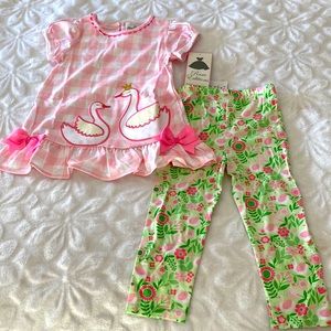 RARE EDITIONS
Little Girls 2 Piece Swan Applique Legging Set